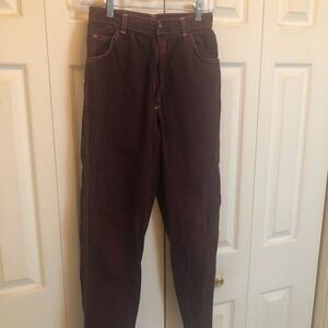Straight Leg Women's Jeans in Deep Burgundy Vintage